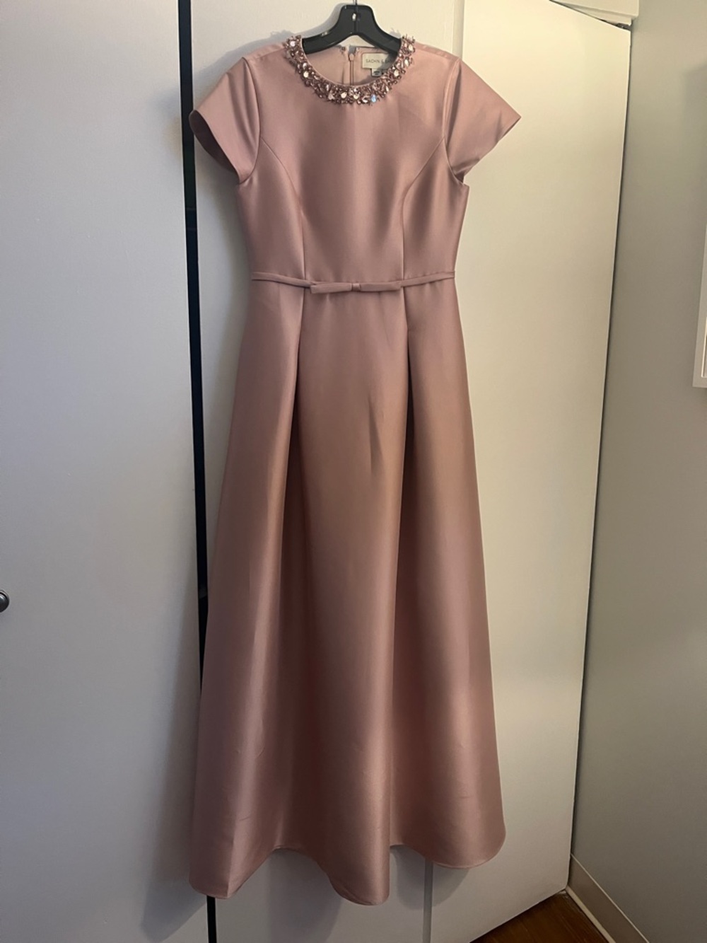 Sachin + Babi Blush Pink Beaded-Neck gown